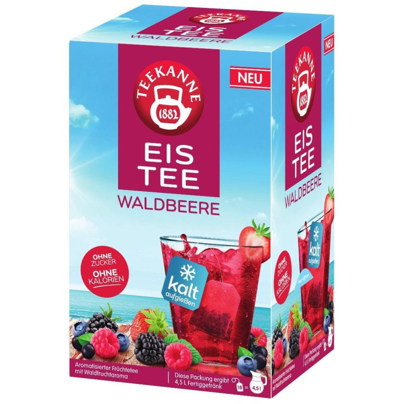 Ovocný čaj Teekanne Eistee - Waldbeere, do studené vody, 18x 2,5g, 45 g