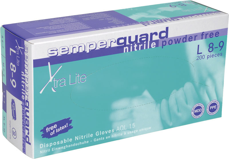 Potravinářské rukavice - Semperguard Xtra Lite, jednorázové, vel. M, 200 ks