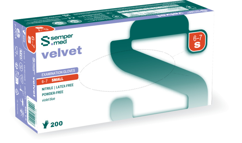 Sempermed Nitril Velvet Jednorázové rukavice vel. S 200 ks