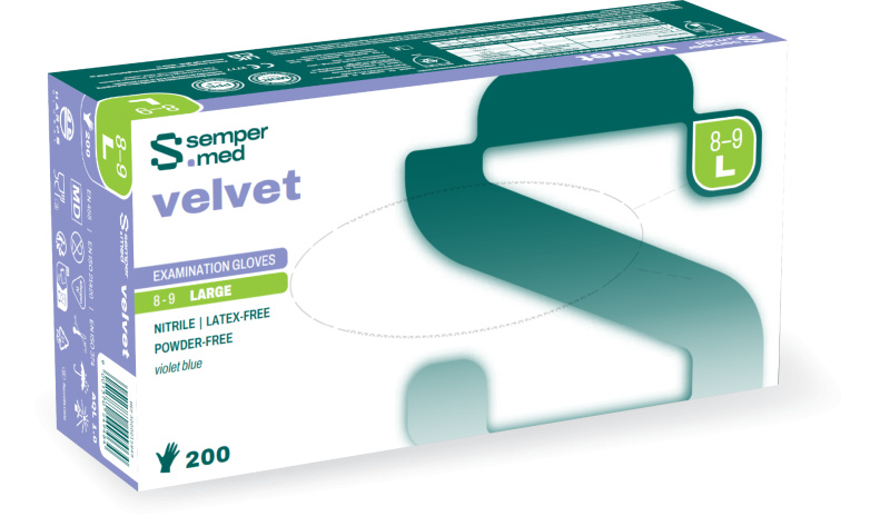 Sempermed Nitril Velvet Jednorázové rukavice vel. L 200 ks