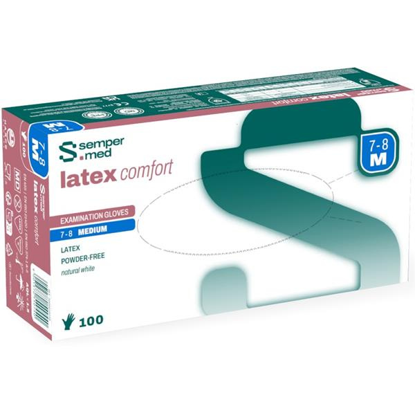 Sempermed Latex Comfort vel. M vyšetřovací rukavice nepudrované 100 ks
