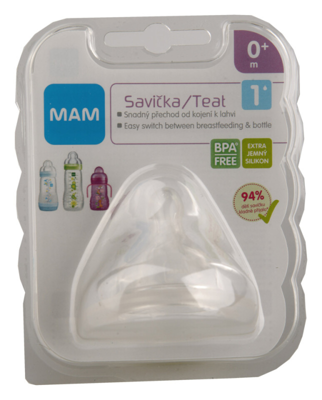 MAM Baby Bottles Teat V1 savička na láhev Slow Flow 0m+ 1 ks