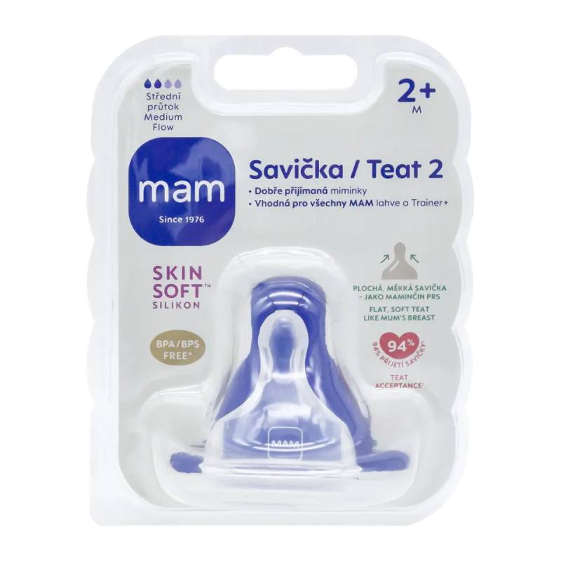 MAM Baby Bottles Teat 2 savička na láhev 2m+ 1 ks