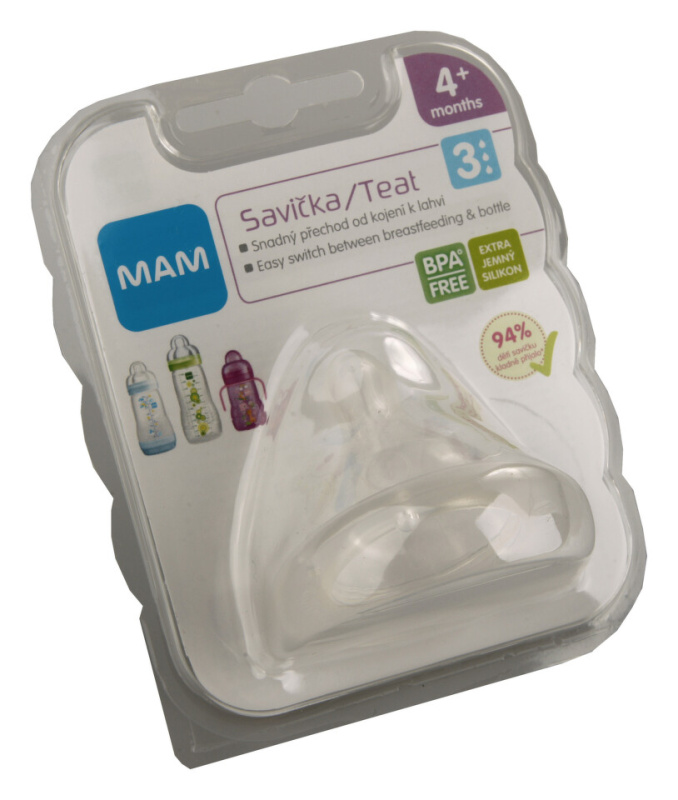 MAM Baby Bottles Teat 3 savička na láhev 4m+ 1 ks