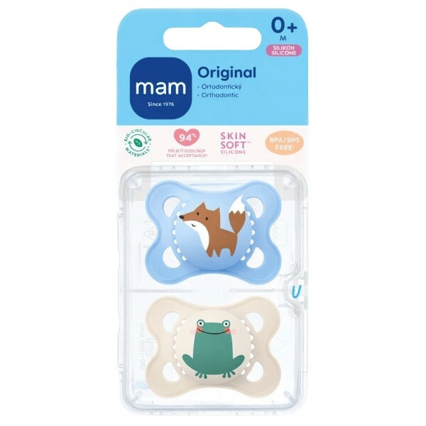 MAM Original 0+m dudlík Blue/ Nude 2 ks