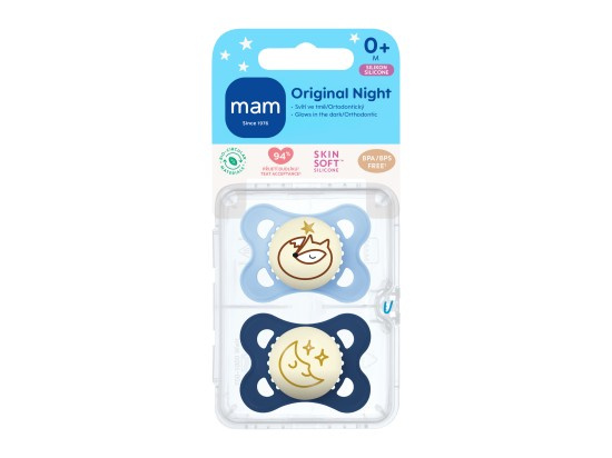 MAM Original Night 0m+ dudlík Blue 2 ks