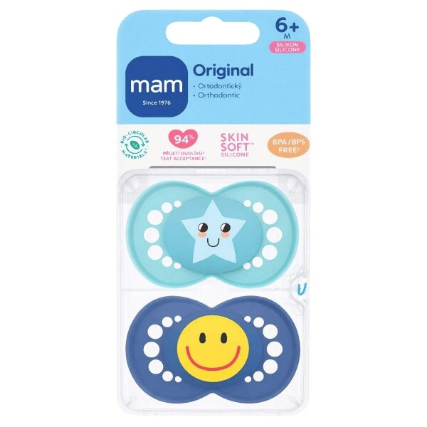 MAM Original 6+ months dudlík Turquoise/ Dark Blue 2 ks