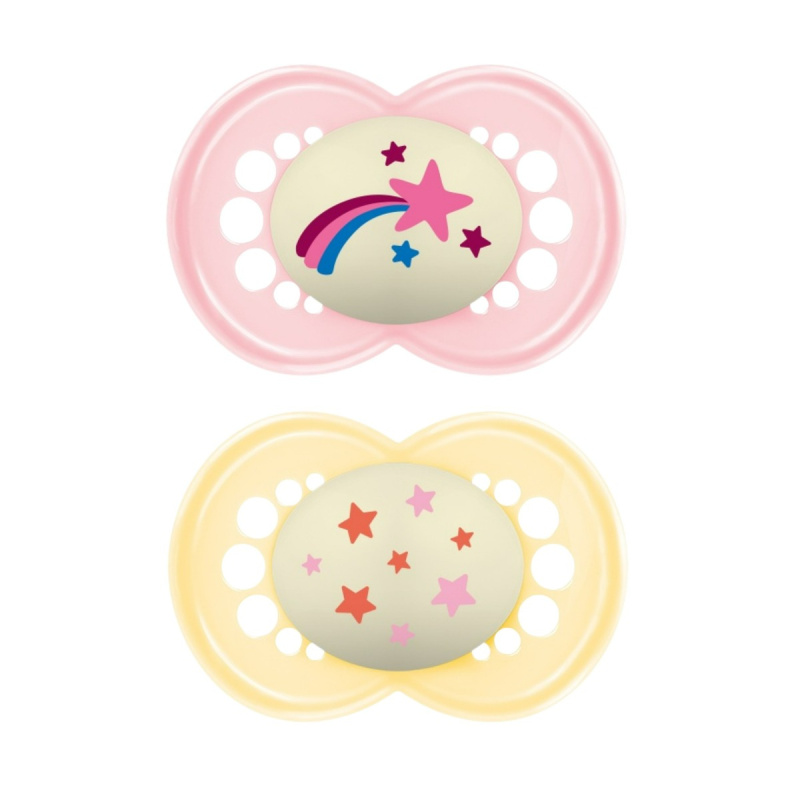 MAM Original Night 6m+ dudlík Yellow/ Pink 2 ks