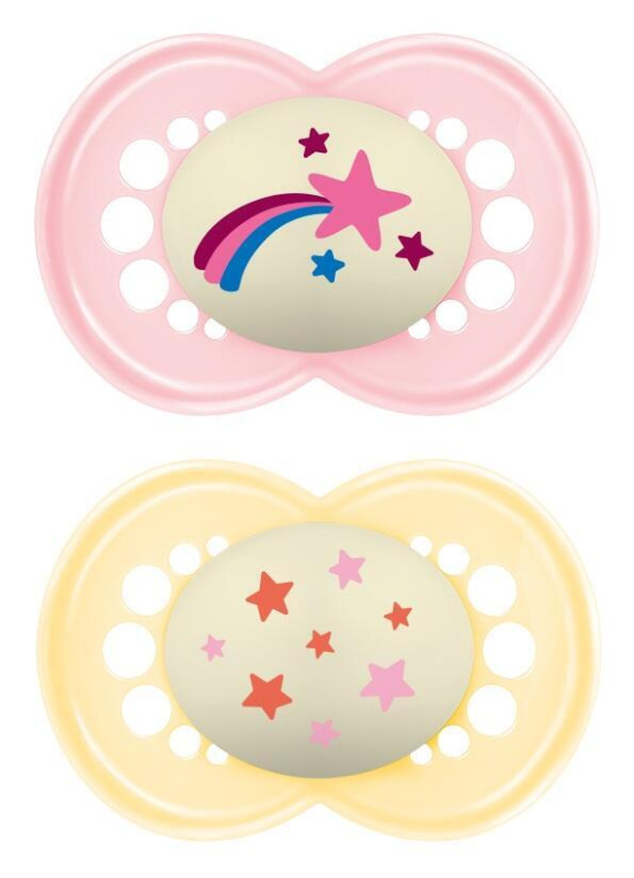 MAM Original Night 6m+ dudlík Yellow/ Pink 2 ks