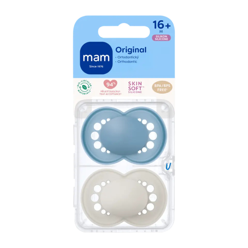 MAM Original 16m+ dudlík Turquoise/ Grey 2 ks