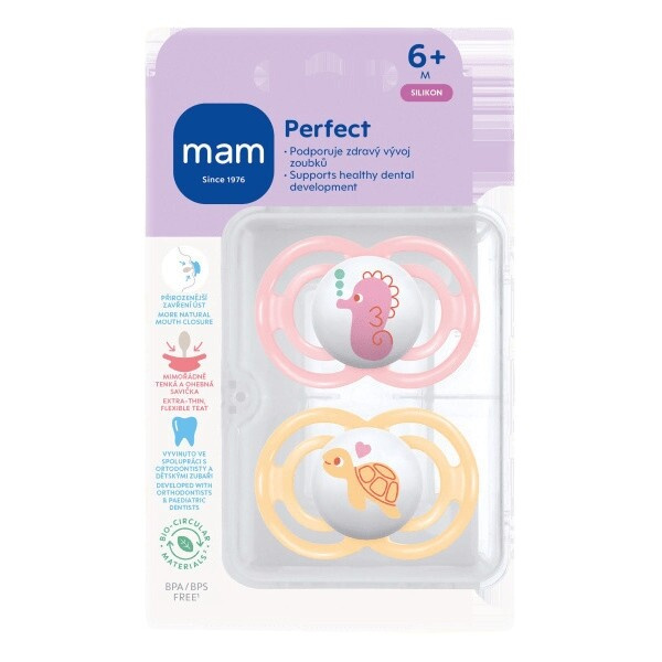 MAM Perfect 6m+ dudlík Pink/ Orange 2 ks