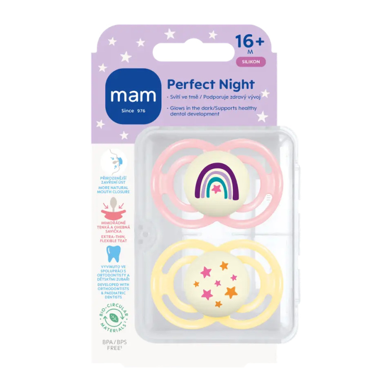 MAM Perfect Night 16+ months dudlík Pink/ Yellow 2 ks