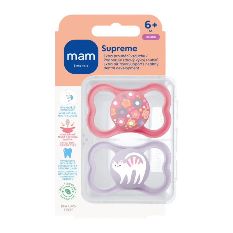MAM Supreme Double Box 6+ months dudlík Pink/ Purple 2 ks