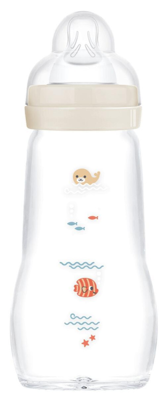 MAM Feel Good Glass Baby Bottle antikoliková skleněná láhev 2m+ Beige 260 ml