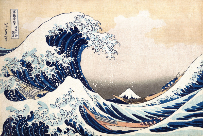 Hokusai: Velká vlna u pobřeží Kanagawy - puzzle z kategorie Umělecké