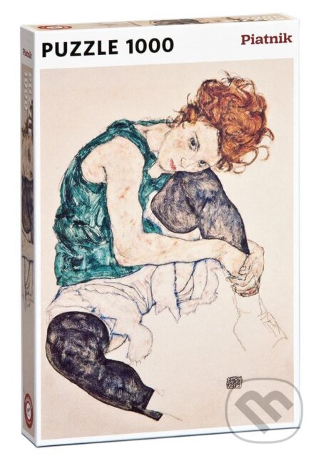 Schiele: Sedící dívka - puzzle z kategorie Umělecké