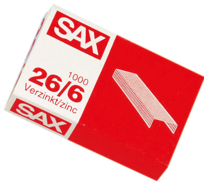Drátky do sešívačky SAX - 26/6, pozinkované, 1000 ks