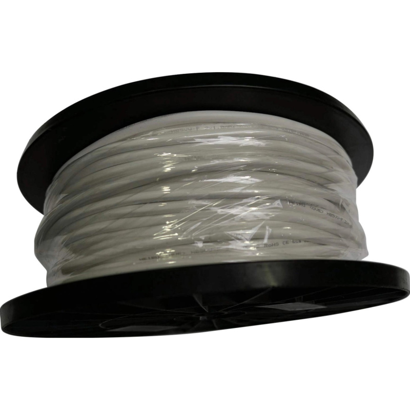 Silový kabel H05VV-F 2x1,0 mm, bílá (cívka) - metráž