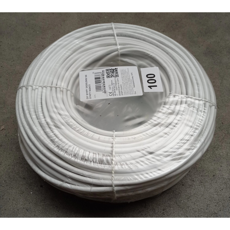 Sdělovací kabel SYKFY, bílý, 3 x 0,5 mm - metráž