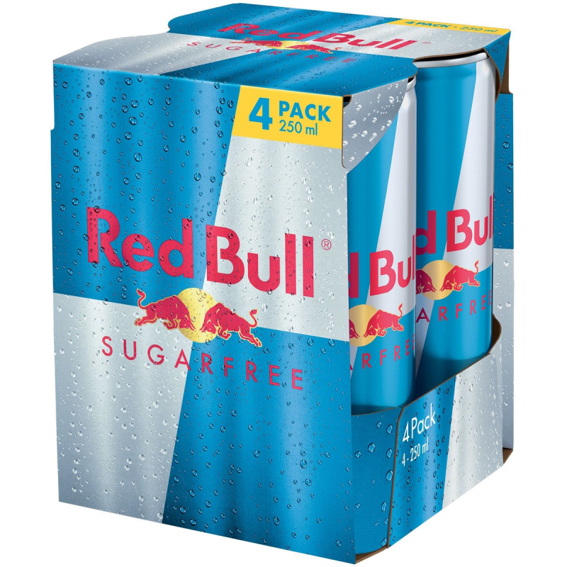 Red Bull Energy Drink Sugar Free Pack 4×250 ml plech