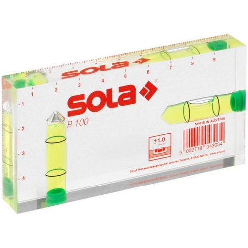 Vodováha z akrylového skla, 10 cm, 2 libely - SOLA