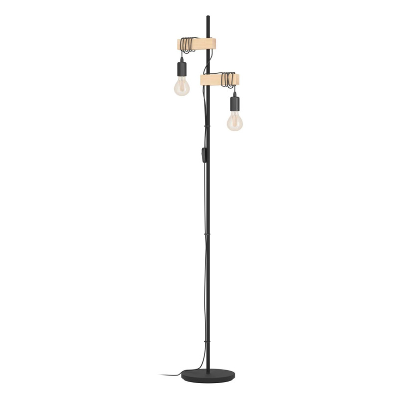 EGLO Stojací lampa TOWNSHEND, hnědá/černá, E27, 205 x 250 x 1665 mm