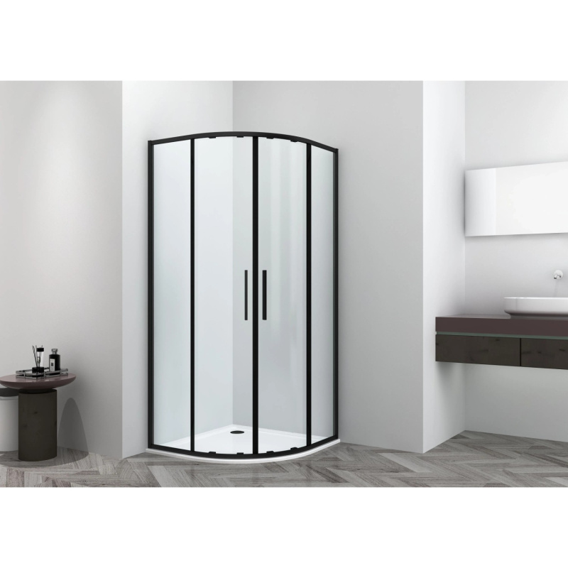 Sanotechnik Čtvrtkruhový sprch.kout SANOSLIM BLACK 78-80x78-80x200cm (SLR80B)
