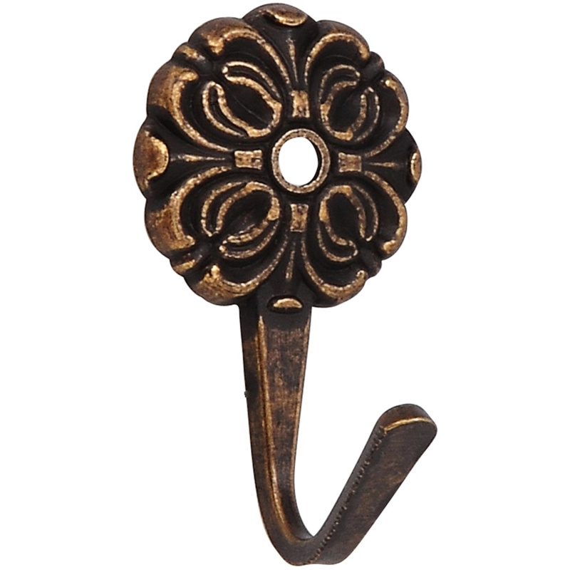 Siro Ozdobný háček 575 kov mosaz starožitný vzhled 44 mm x 25 mm x 27 mm