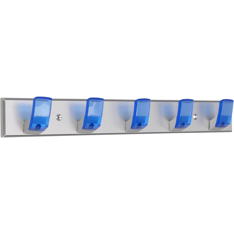 Lišta plastová s 5 háčky, chromovaná / modrá
