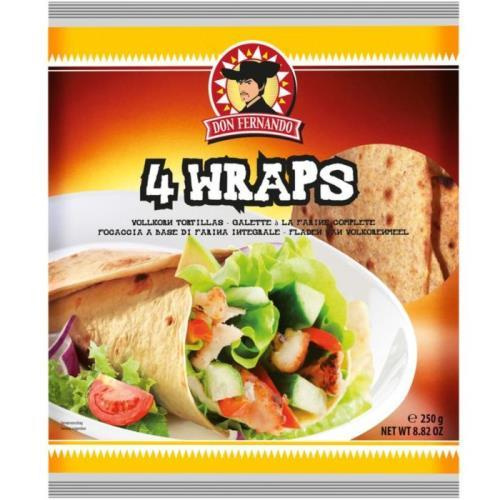 DonFernando wraps 4x25cm whole grain wheat flour tortillas 250g
