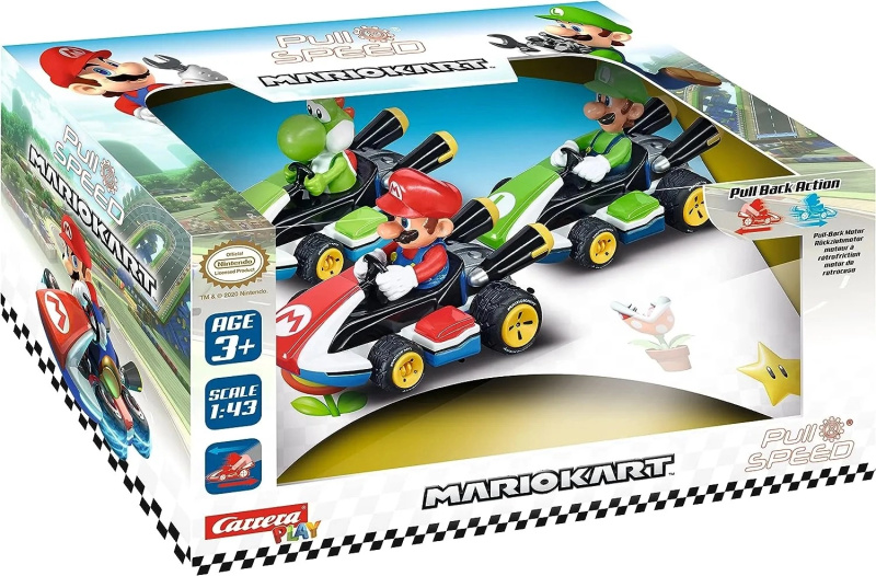Carrera Super Mario Autíčka Mario Kart Pull Speed 3ks