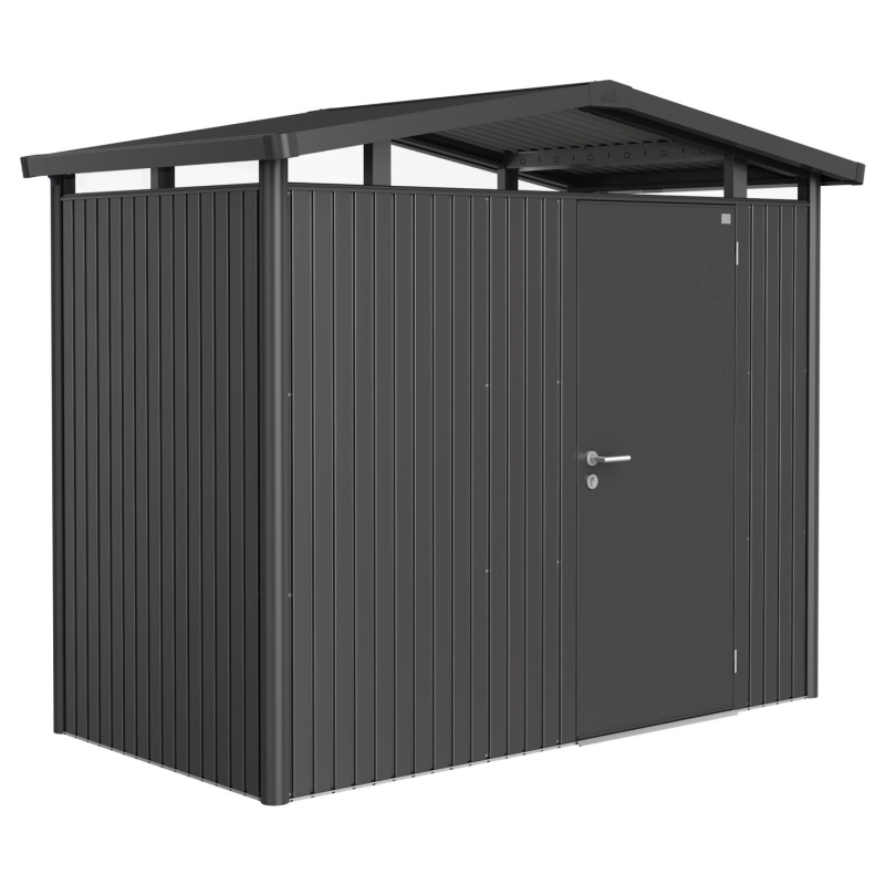 Biohort Plechový domek Panorama P4 stand. dveře, tm.šedá, 273 x 278 x 227 cm