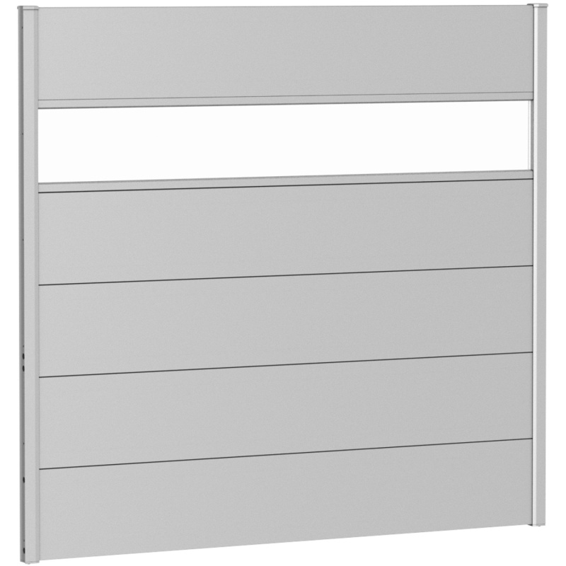 Biohort Plný plot s částečným prosklením, stříbrný, 150 x 135 cm