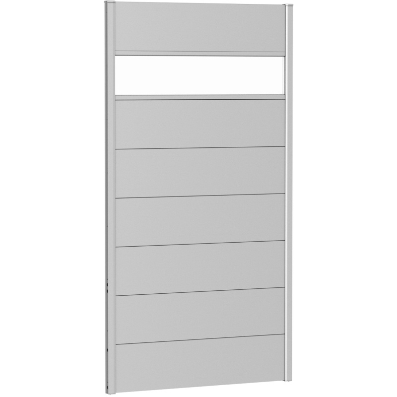 Biohort Plný plot s částečným prosklením, stříbrný, 100 x 180 cm