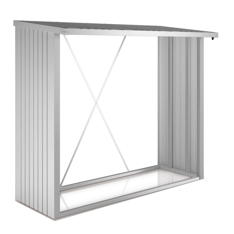 Biohort Stojan na dřevo WoodStock 230 stříbrný, 229 x 102 x 199 cm