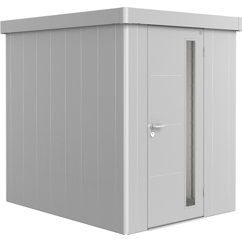 Biohort Plechový zahradní domek Neo2A standardní dveře stříbrná 180 x 236 cm