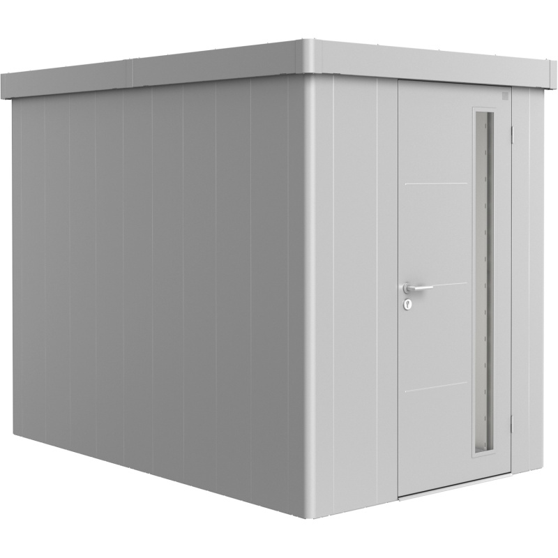 Biohort Plechový zahradní domek Neo3A standardní dveře stříbrná 180 x 292 cm