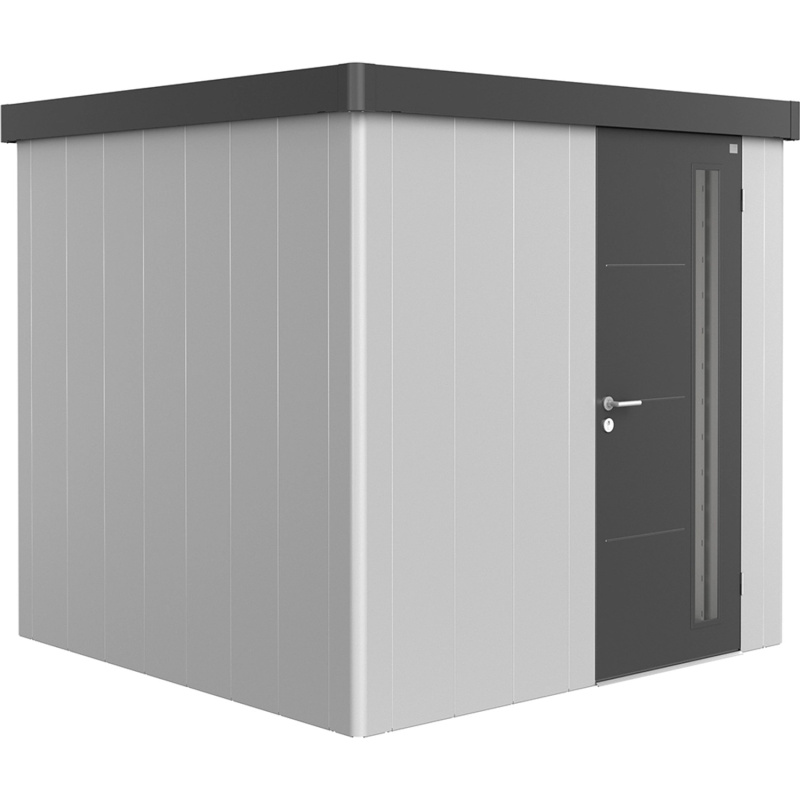 Biohort Plechový zahradní domek Neo2B 1.3 standardní dveře stříbrná 236 x 236 cm