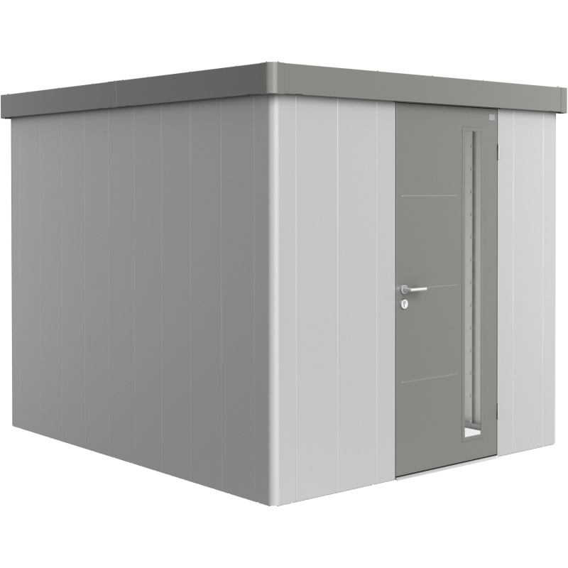 Biohort Plechový zahradní domek Neo3B 1.2 standardní dveře stříbrná 236 x 292 cm