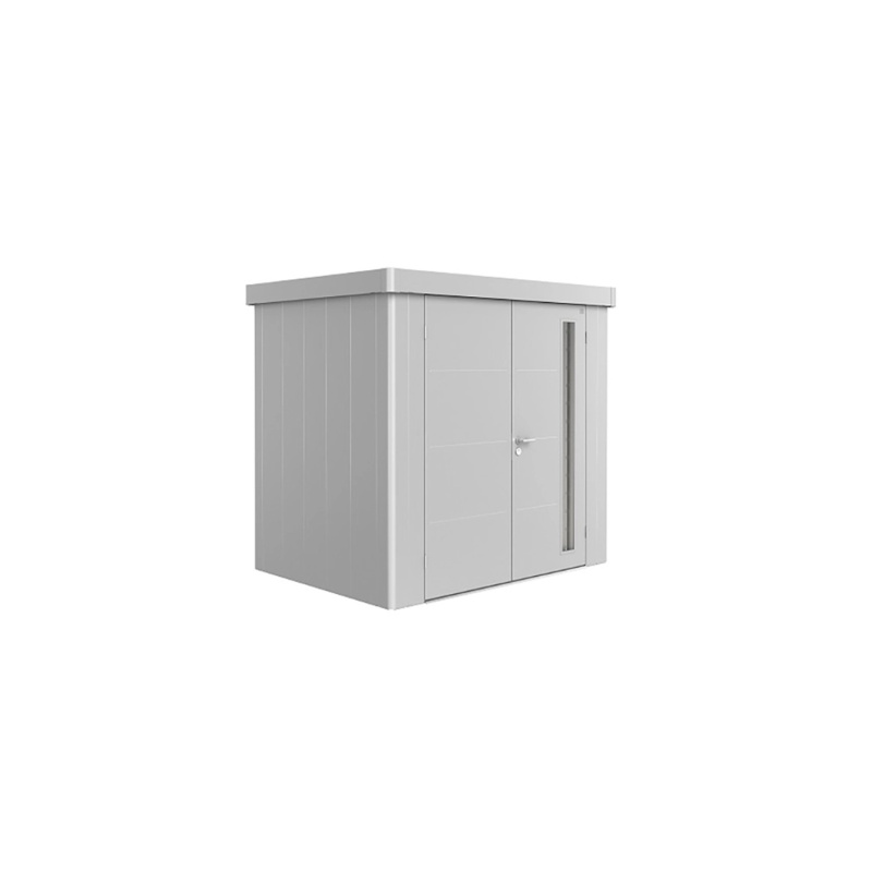 Biohort Plechový zahradní domek Neo1B dvoukřídlé dveře stříbrná 236 x 180 cm