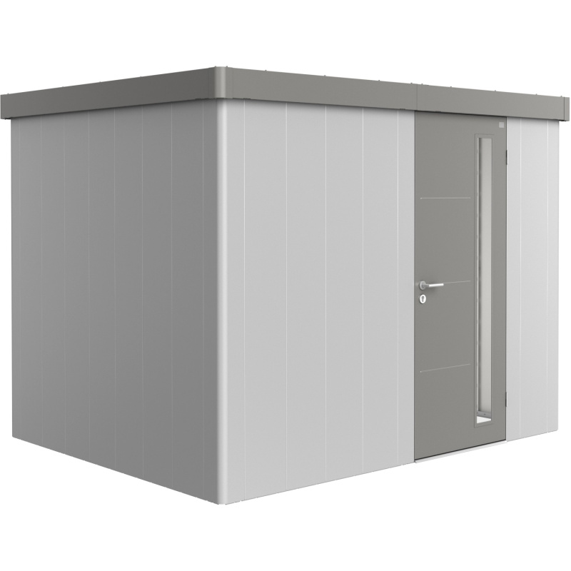 Biohort Plechový zahradní domek Neo2C 1.2 standardní dveře stříbrná 292 x 236 cm