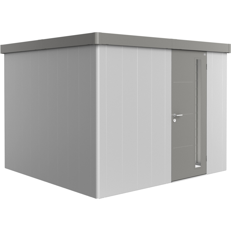 Biohort Plechový zahradní domek Neo3C 1.2 standardní dveře stříbrná 292 x 292 cm