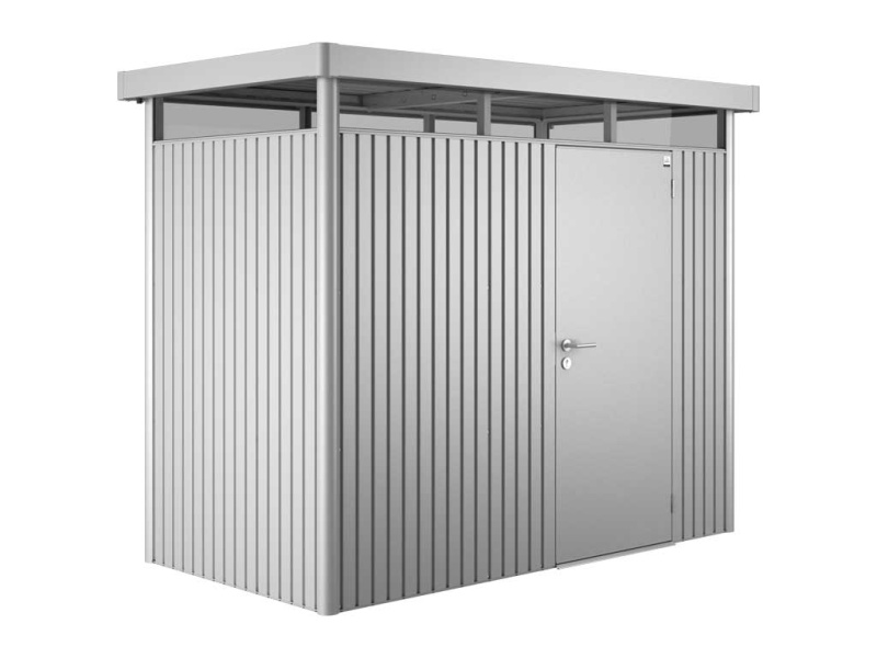 Biohort Plechový domek HighLine HS stand. dveře, stříbrná, 155 x 275 x 222 cm