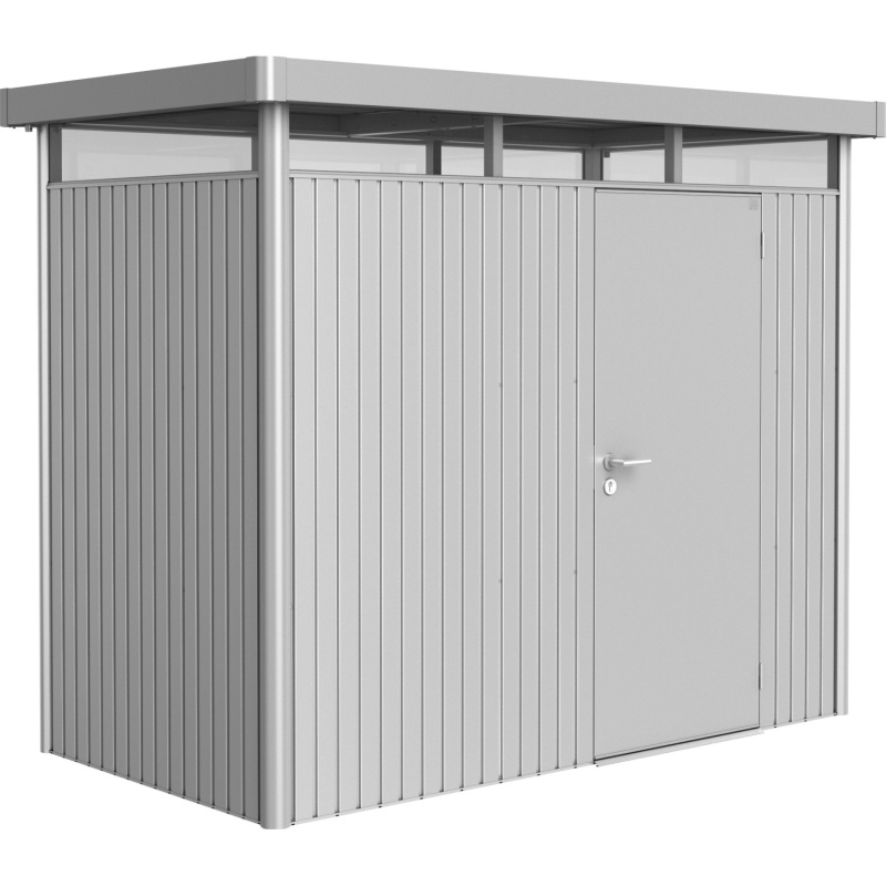 Biohort Plechový domek HighLine H1 stand. dveře, stříbrná, 275 x 155 x 222 cm