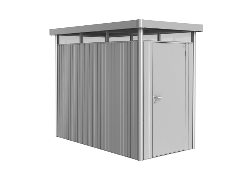 Biohort Plechový domek HighLine H1 stand. dveře, stříbrná, 275 x 155 x 222 cm