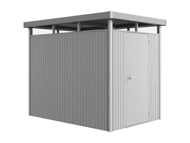Biohort Plechový domek HighLine H2 stand. dveře, stříbrná, 275 x 195 x 222 cm