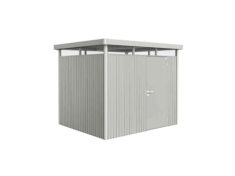 Biohort Plechový domek HighLine H3 stand. dveře, stříbrná, 275 x 235 x 222 cm