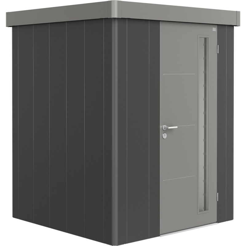 Biohort Plechový zahradní domek Neo1A 3.2 standardní dveře tm. šedá 180 x 180 cm