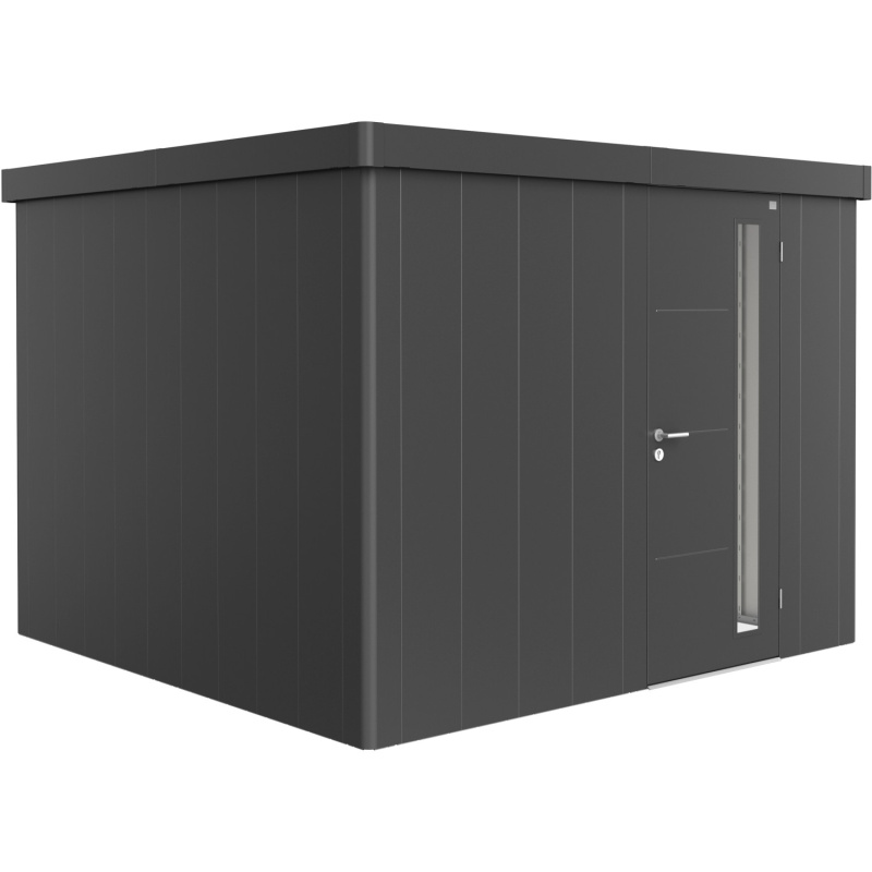 Biohort Plechový zahradní domek Neo3C standardní dveře tm. šedá 292 x 292 cm