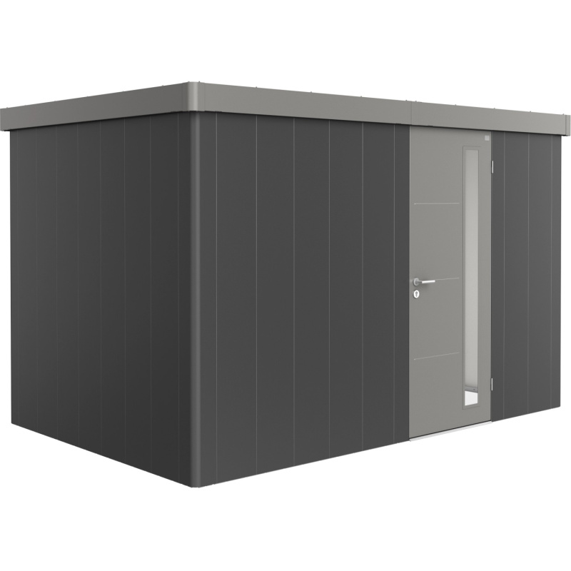 Biohort Plechový zahradní domek Neo2D 3.2 standardní dveře tm. šedá 348 x 236 cm